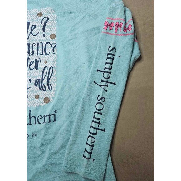 Simply Southern Long Sleeve "Me? Sarcastic? Never Y'all" Pink Ostrich Emu Sz M - Picture 3 of 7